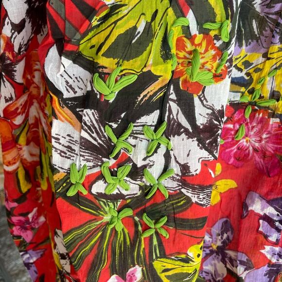 SPX TUNIC Swim cover up red floral PLUS SIZE top 3/4 sleeves size 50 style ELENA - Picture 6 of 10